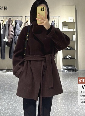 ariosee艾诺丝槿官方旗舰店正品2025冬新款双面呢大衣女AR234129