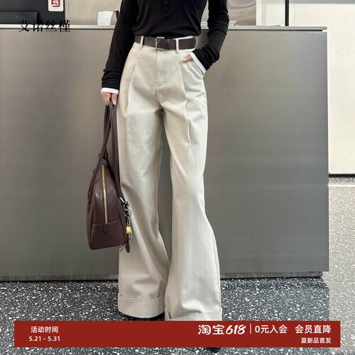 新款高腰直通阔腿裤牛仔裤女
