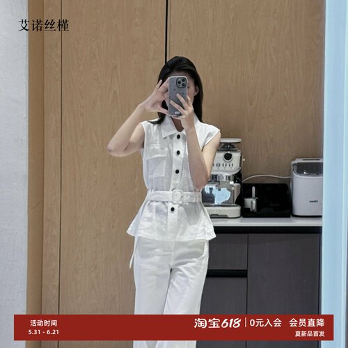 夏新款马甲亚麻无袖衬衫