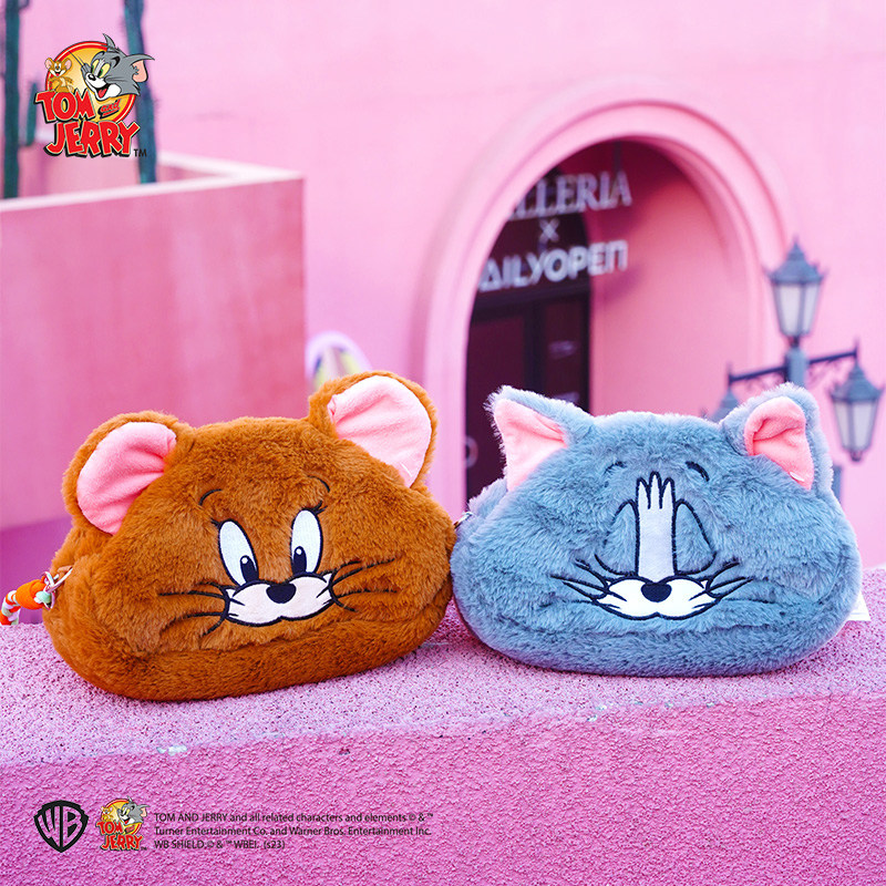 猫和老鼠正版可爱卡通周边斜挎包JERRY造型毛绒TOM手机包零钱包