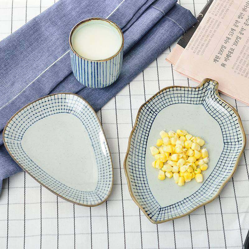 爆款三分烧手绘格子三角盘点心寿司盘手绘烤盘椭圆盘个性网红餐具,餐饮具,盘,淘宝优惠券,粉丝福利购,淘宝优惠卷