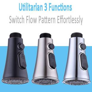 爆款厨房菜盆水龙头抽拉头配件喇叭状按钮切换可暂停节水花洒喷头