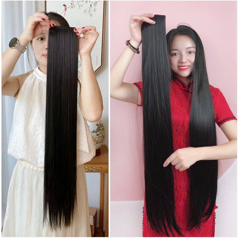 01款)加厚加宽加长假发片直发片接发女哑光表演发饰80-90CM1米