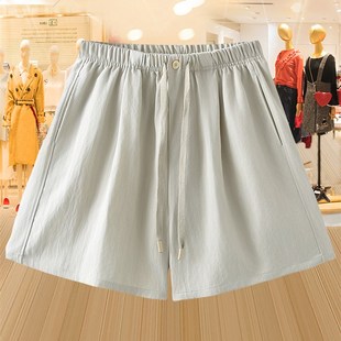 加码棉和亚麻薄凉爽短裤2025夏季新宽松运动高腰休闲休闲裤