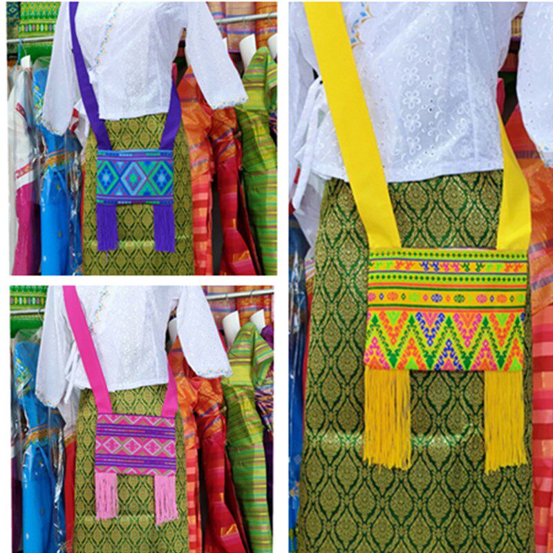 云南傣族民族风斜跨小包大包手机包单肩包流苏多R色花纹小包包布