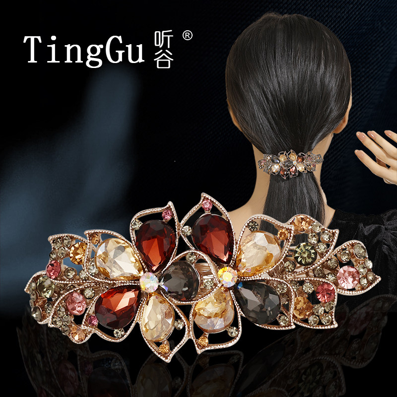2024新款气质水晶发卡妈妈款水钻优雅大气女头饰盘发夹后脑勺夹子