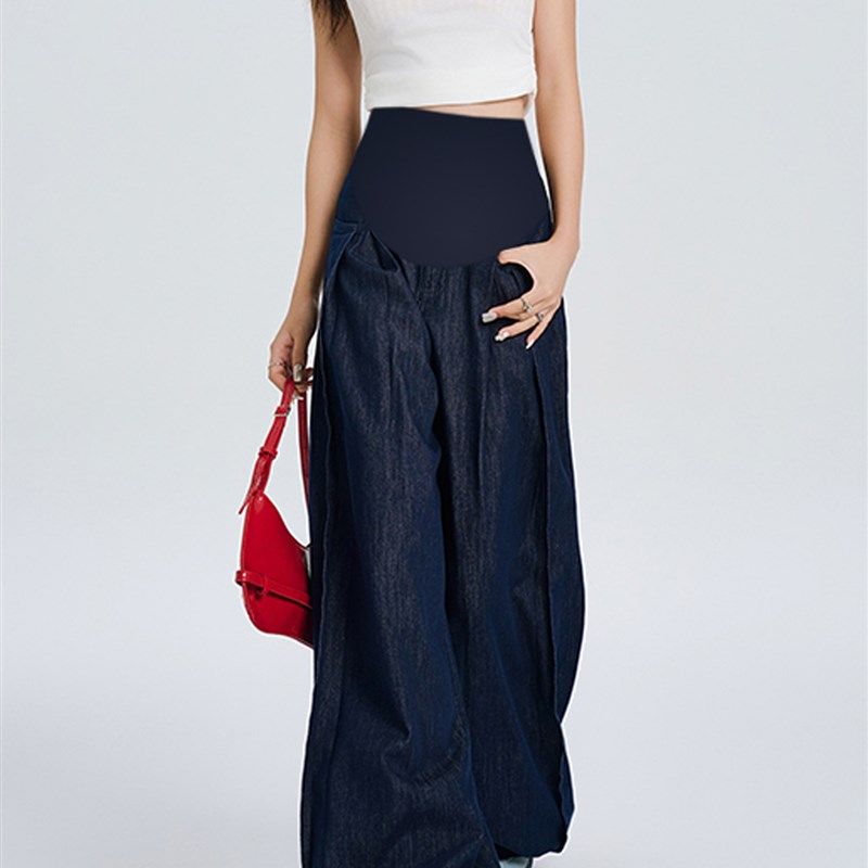 复古冰丝孕妇牛仔裤夏季薄25新款直筒及地裤褶皱宽松的支撑腹部的,孕妇装/孕产妇用品/营养,孕妇休闲裤,淘宝优惠券,粉丝福利购,淘宝优惠卷
