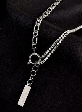小众设计感钛钢不掉色ins项链女镶闪钻choker颈U链拼接时髦锁骨链