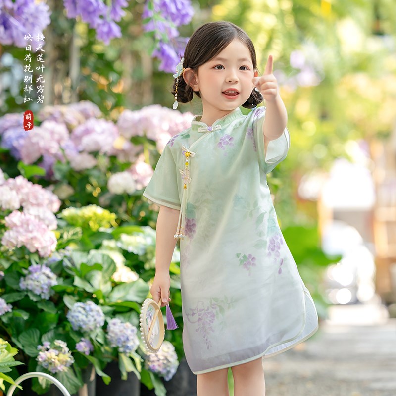 汉服女童夏季2025新款儿童新中式古风旗袍裙女孩民族风公主连衣裙