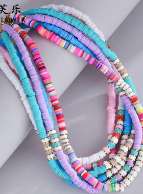 跨境新品彩色软陶拼接项链女个性风潮I小众百搭多巴胺配饰锁骨链