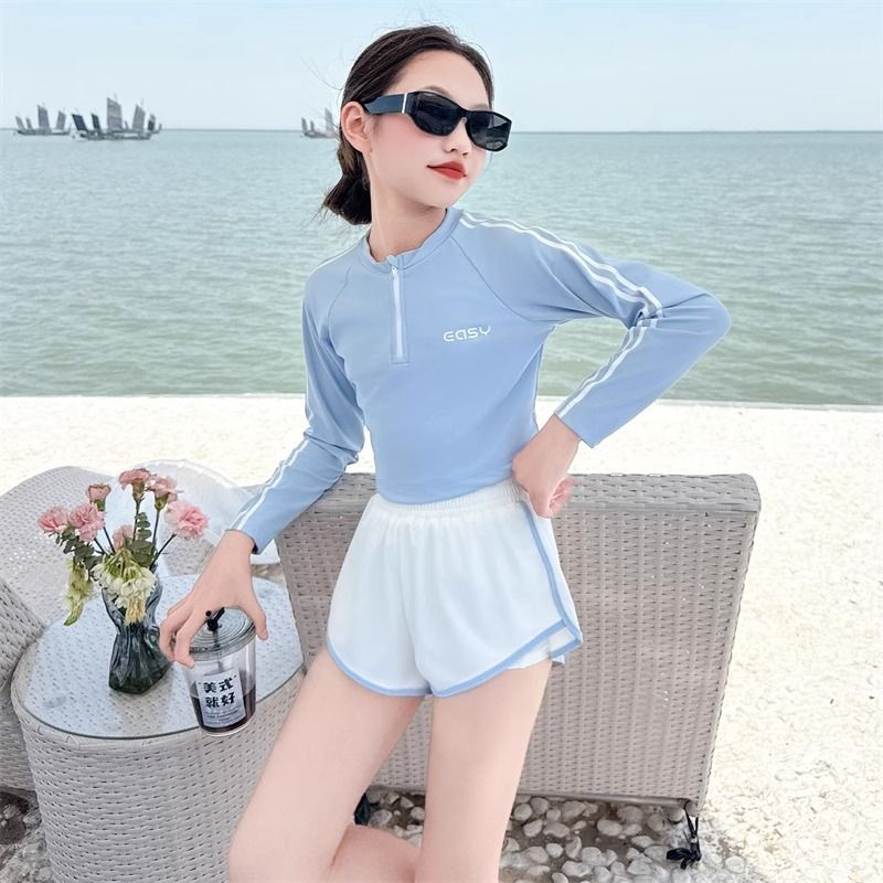 儿童泳衣女分体中大长袖防