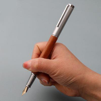 新中式木质钢笔重手感送领导专用教师节礼物金属明尖钢笔美工钢笔