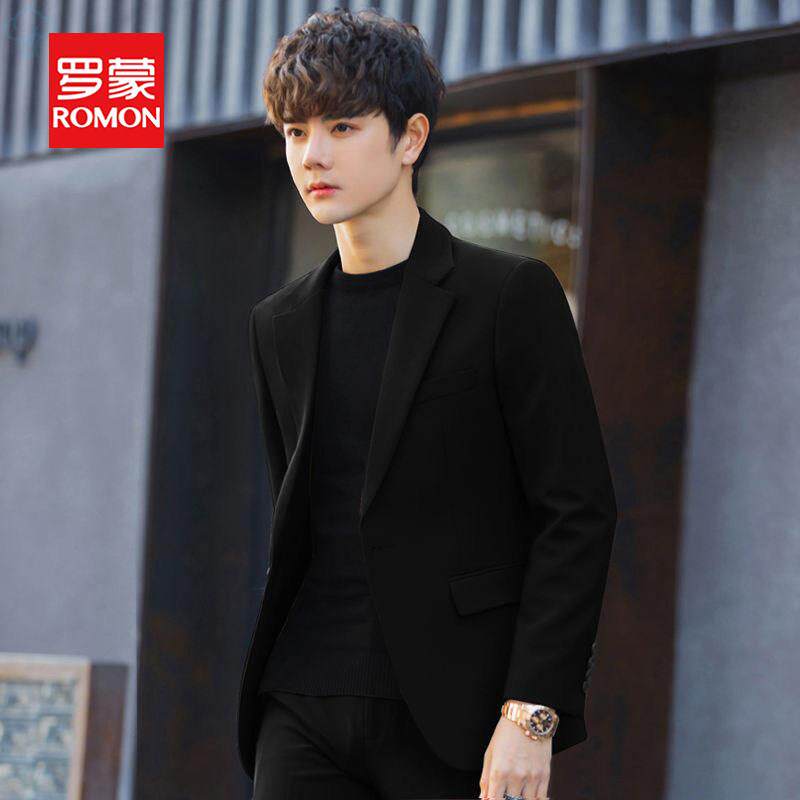 罗蒙西服套装男士韩版修身上衣外套伴郎新郎结婚商务正装小西装男