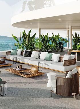 定制北86922藤欧户外柚木沙发组合露天墅藤编沙发家别具庭院台阳