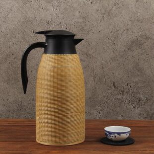 保温瓶30水壶茶室L内胆大容量家用保温壶4竹编不锈钢2热水瓶复古
