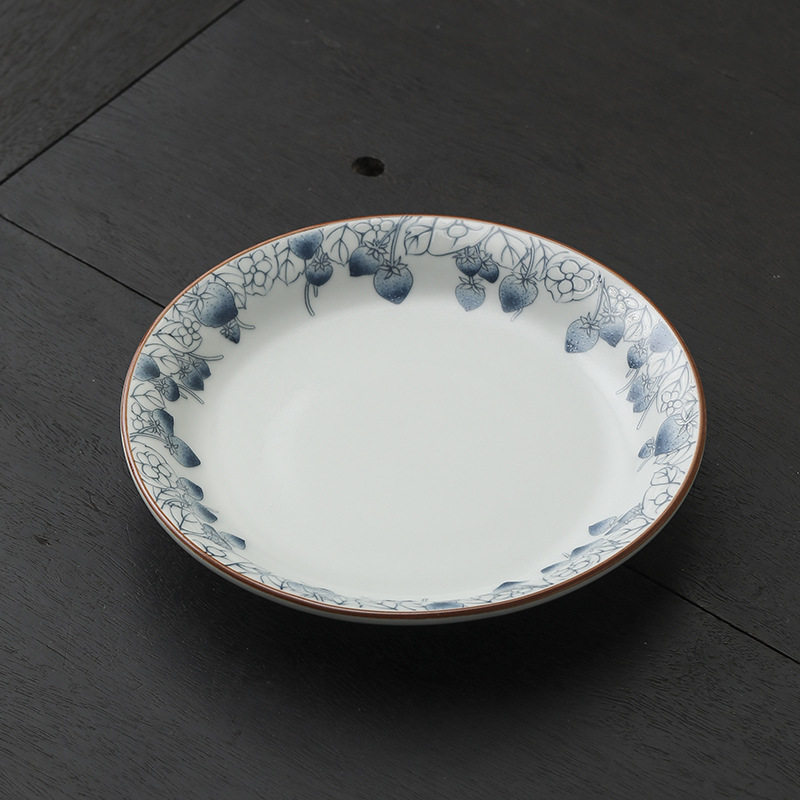 仿古青花瓷壶承茶盘中式家用养壶茶承茶台圆形壶承四方盘茶道配件