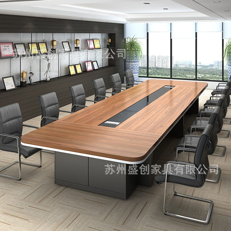 会议室平板会议台小型会议桌培训桌贴实木皮会议桌免漆长桌