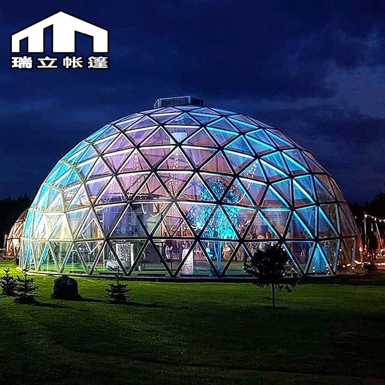 15米星空房餐厅户外露营活动婚礼帐篷餐厅透明球形玻璃帐篷餐厅