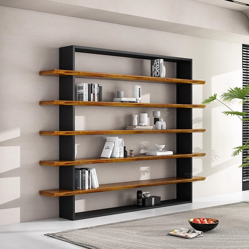 实木书架墙上客厅茶室置物架多层落地办公室展示一体整面靠墙层架