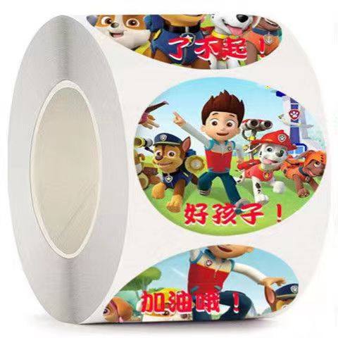 500贴/卷汪汪队中文英文儿童卡通贴纸贴画幼儿园奖励鼓励玩具贴画