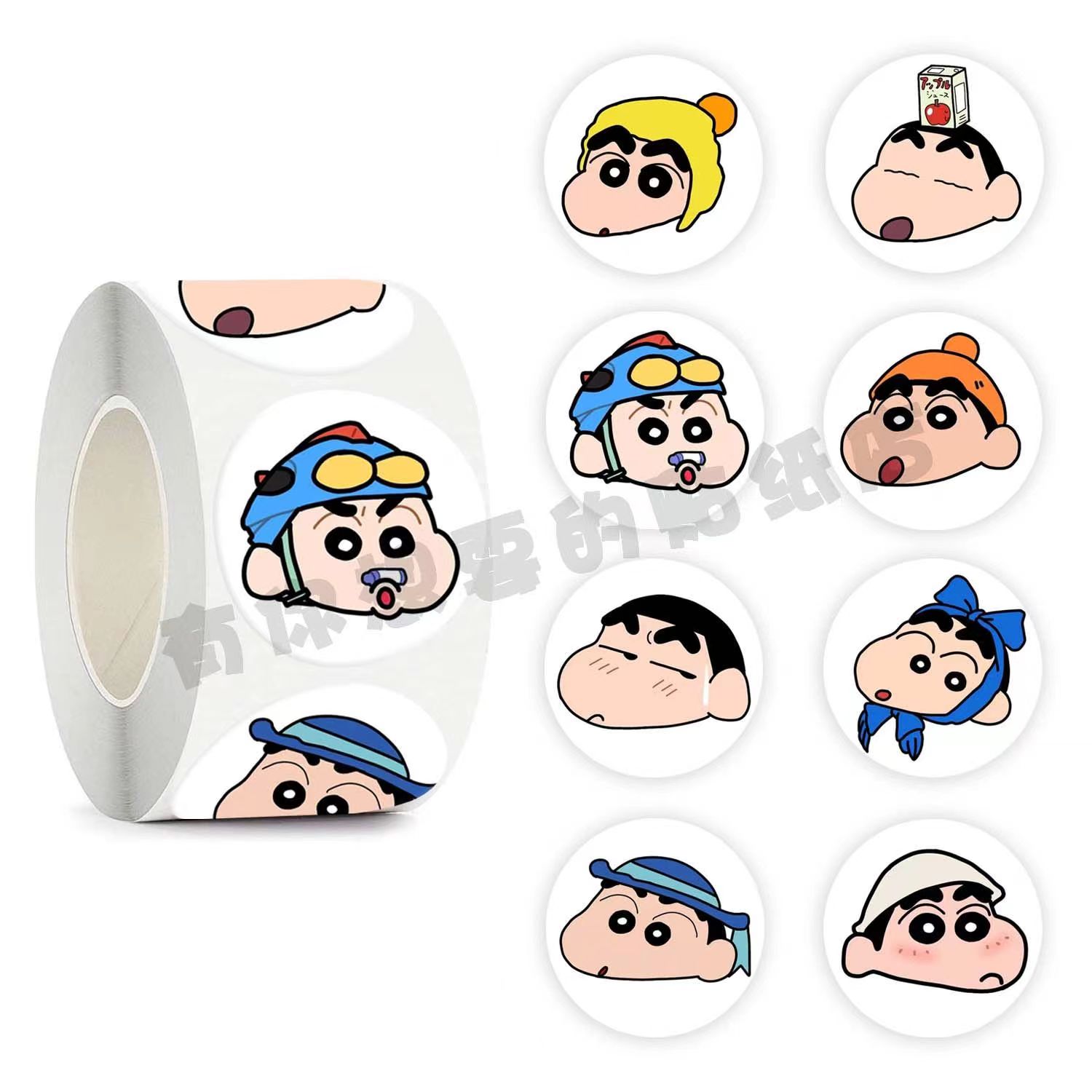 动漫卷卷贴圆形不干胶手帐装饰贴