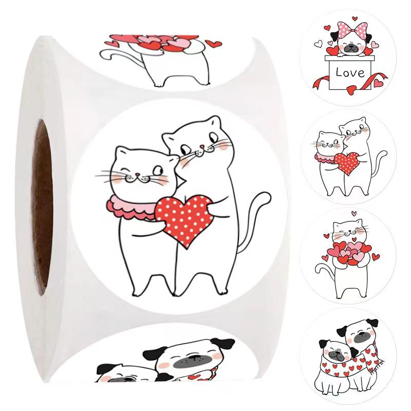 小猫小狗情人节贴纸装饰贴画