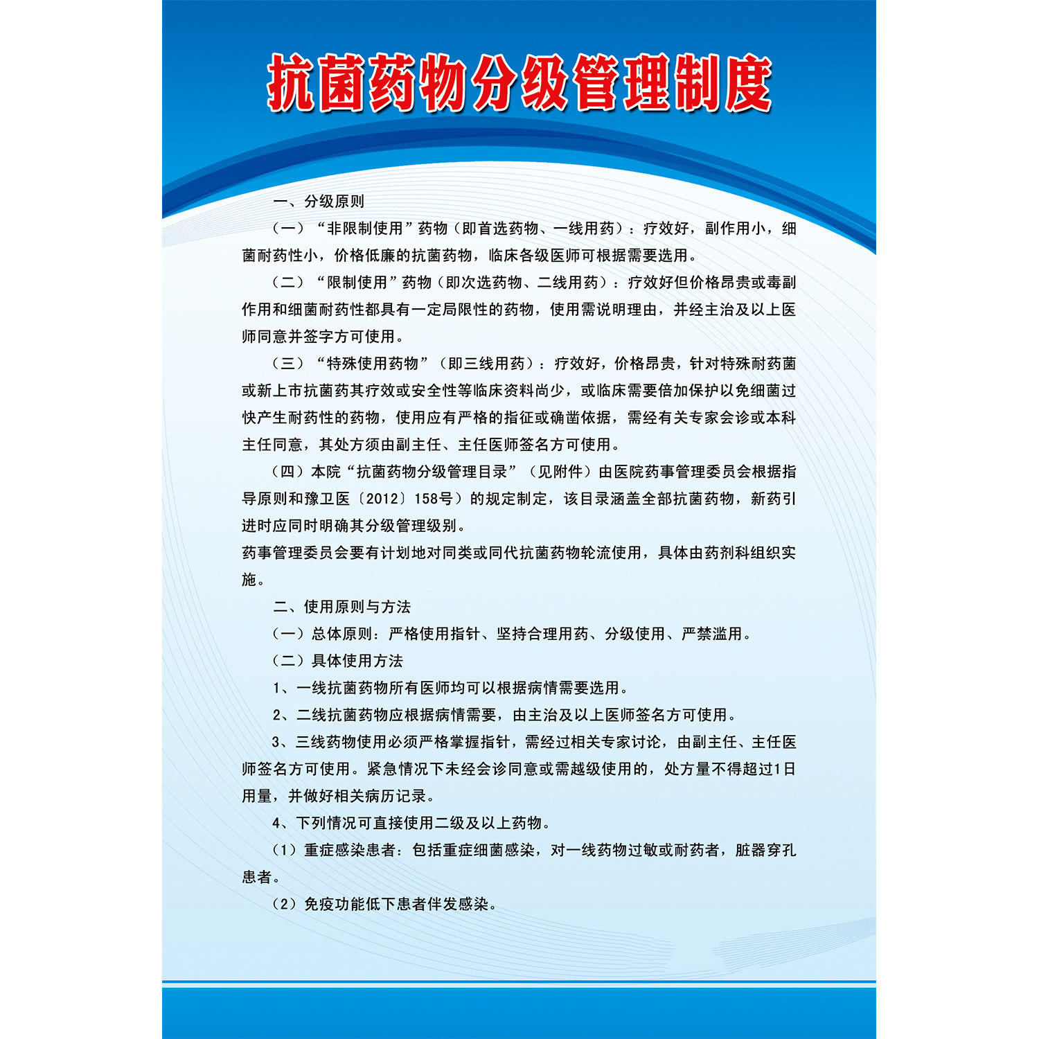 抗菌药物分级管理制度海报展板抗菌药物临床应用分级管理目录墙贴