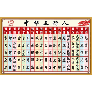 中医养生馆五行图解挂图挂画 人体五行五脏相生相克海报贴图墙贴