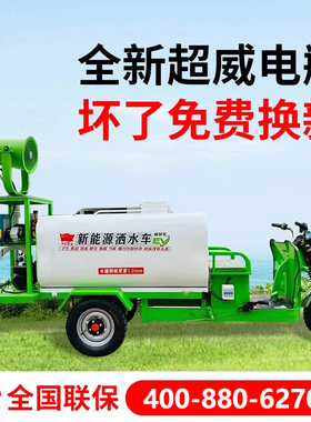 比西特电动三轮洒水车工地用环保降温除尘新能源雾炮小型清洗车