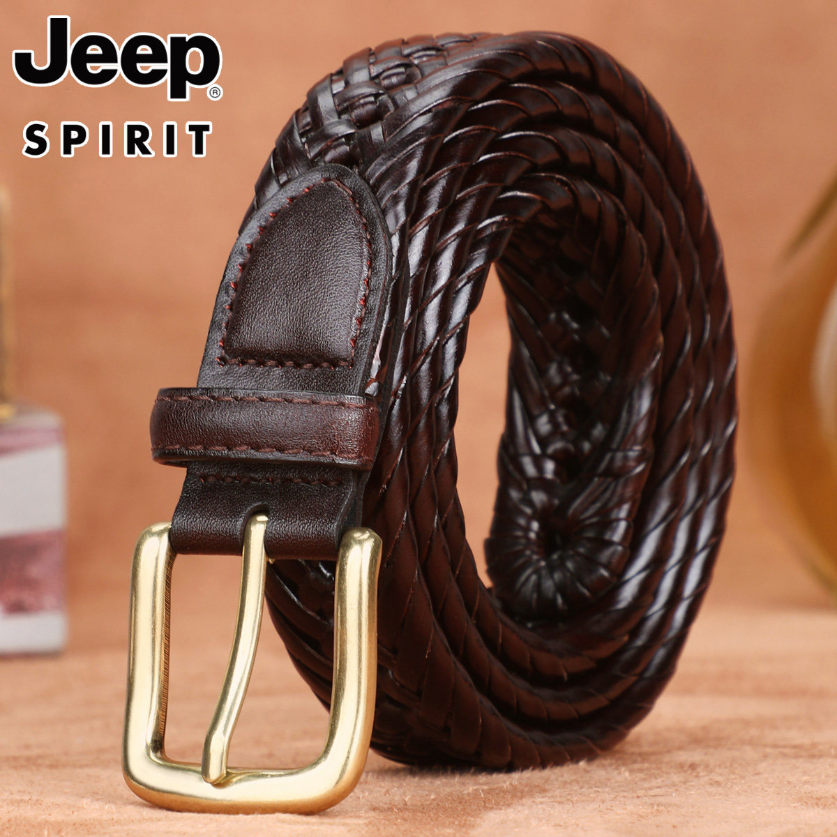 Jeep编织皮带男免打孔百搭复古头层纯牛皮编制真皮腰带男潮流时尚,服饰配件/皮带/帽子/围巾,腰带/皮带/腰链,淘宝优惠券,粉丝福利购,淘宝优惠卷