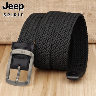 jeep皮带男帆布针扣休闲腰带潮学生军训松紧微弹力编织免打孔裤 带