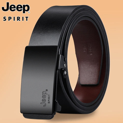 Jeepspirit新款男士真皮皮带无牙纯牛皮自动扣内穿裤腰带年轻商务