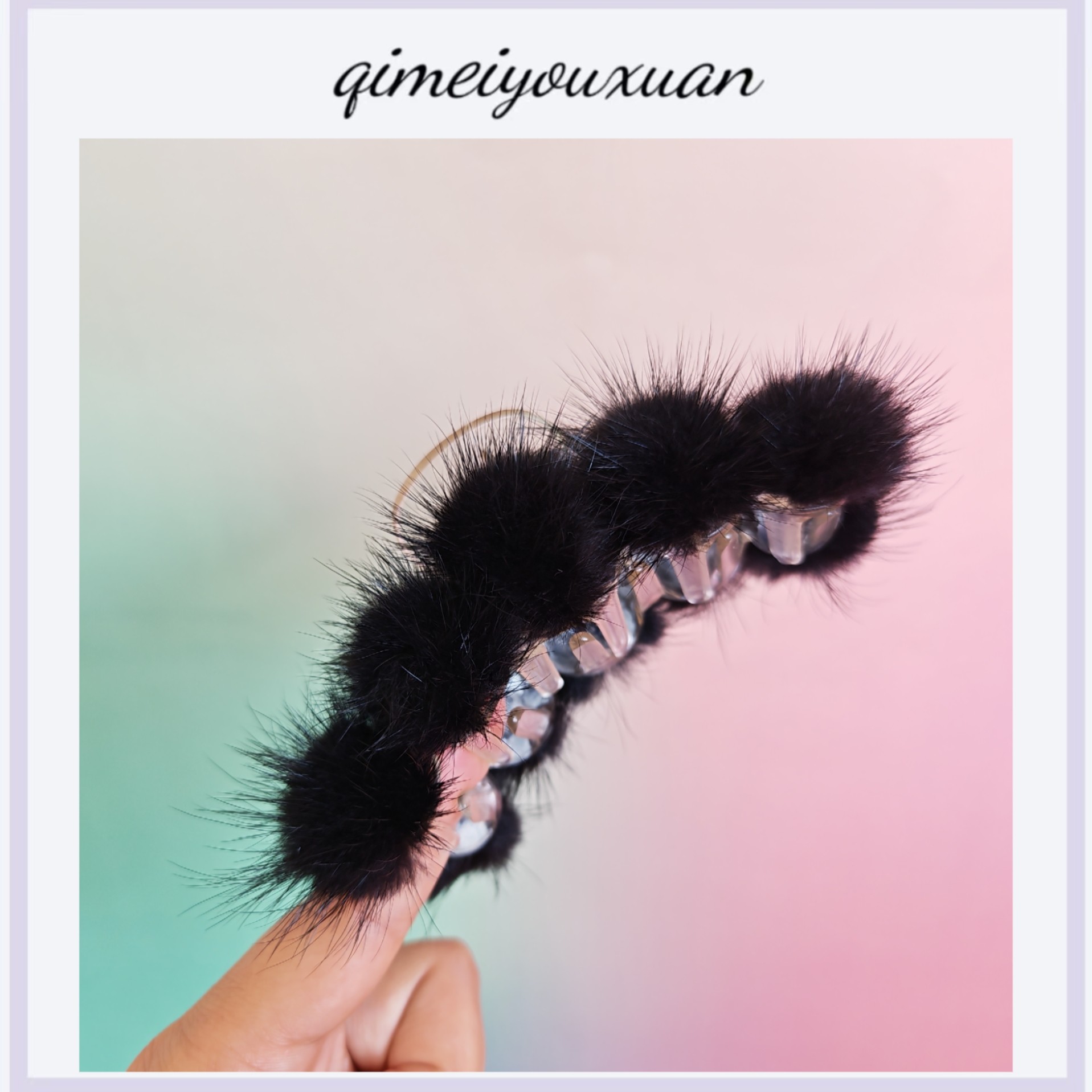 真水貂毛后脑勺抓夹发饰真皮真毛