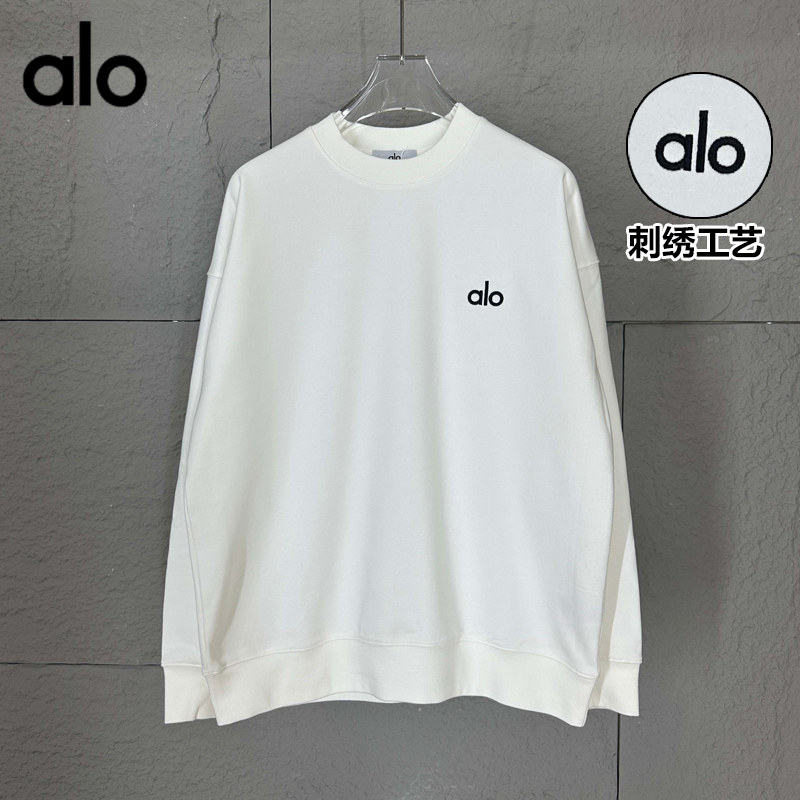 alo fite官方重磅春秋季薄绒2025年新款百搭刺绣圆领卫衣男女情侣