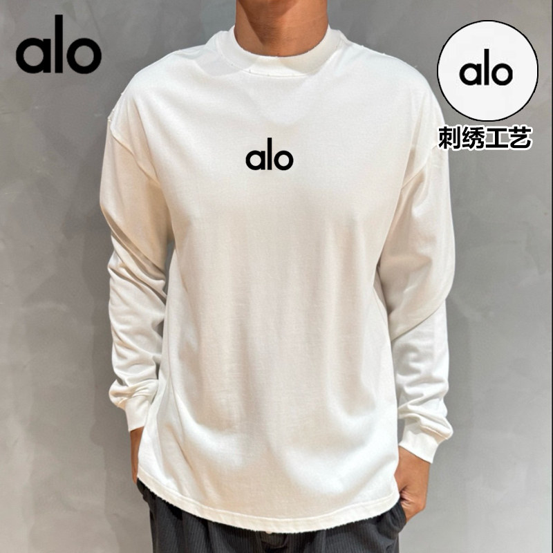 【一折专区】奥特莱斯春秋季alo fite官方刺绣圆领卫衣男女情侣装