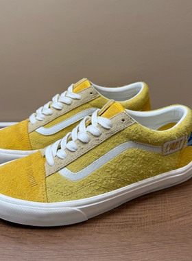 汽车主题KAR LArt联名Old Skool翻皮毛黄色低帮复古滑板鞋休闲鞋