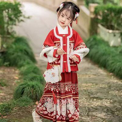 汉服女童冬款儿童超仙明制古装小女孩过年服中国风唐装拜年服冬季