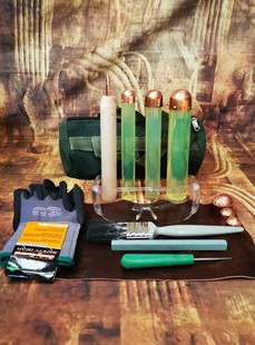 适用龙晶匕首砸黑曜石铜棒打石器工具打石刀工具石器Y时代紫铜棒