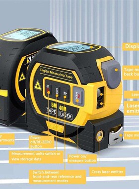 3in1 Laser Rangefinpder 5m Tape Measure Ruler LCD Display Di