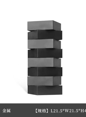 简约现代黑色几何金属插花花w器样板房客厅餐桌茶几桌面饰品摆件