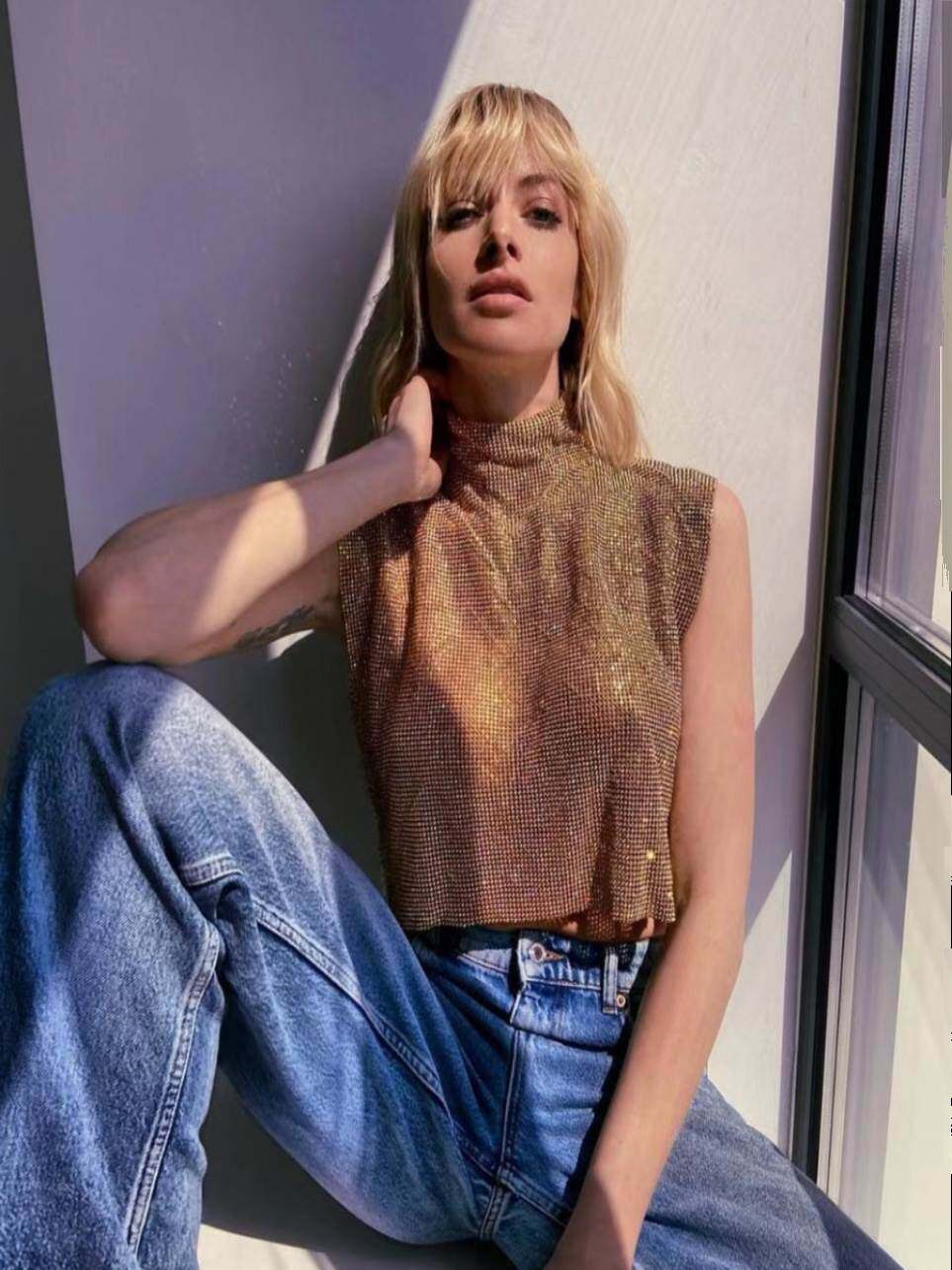 厂家直销欧美2022新款夜店性感高领水钻金属上衣背心20249