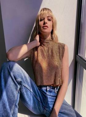 厂家直销欧美2022新款夜店性感高领水钻金属上衣背心20249