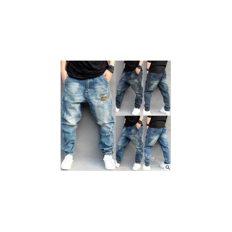 外贸街头风牛仔哈伦裤男