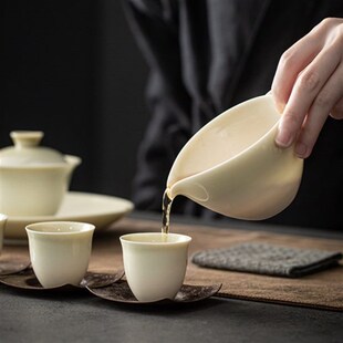 几许风雨草木灰公道杯家用手工陶瓷公杯大号简约U茶海泡茶分茶器