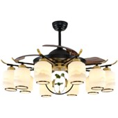 新中式 客厅隐形风扇灯家用t一体带灯餐厅茶室中国风电吊灯风扇吊