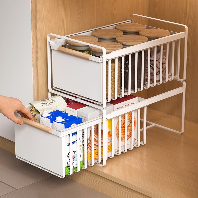 拉篮厨房下d水槽置物架抽拉式可叠C加浴室橱柜内分层滑轨抽屉收纳