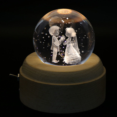 新婚水晶球音乐盒旋转八音盒新婚礼品闺蜜同学结婚老婆周年礼物