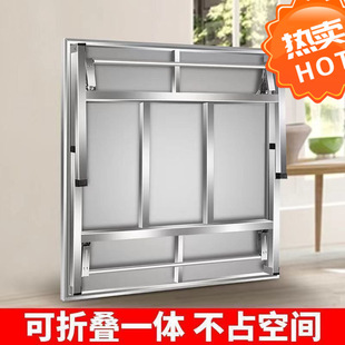 2026不锈钢桌子折叠折叠式圆桌方桌饭店夜市烧烤大排档流水席白钢