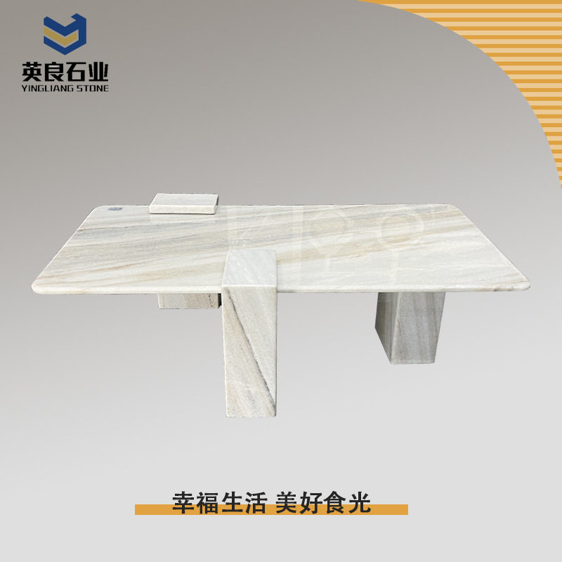 大理石茶几全石材客厅组合意式现代简约小户型防渗透易清洁轻奢