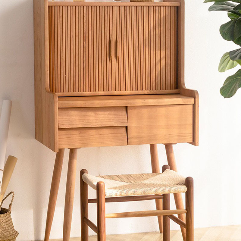 北欧简约日式樱桃木小户型化妆桌多功能梳妆台橡木全实木床头边柜